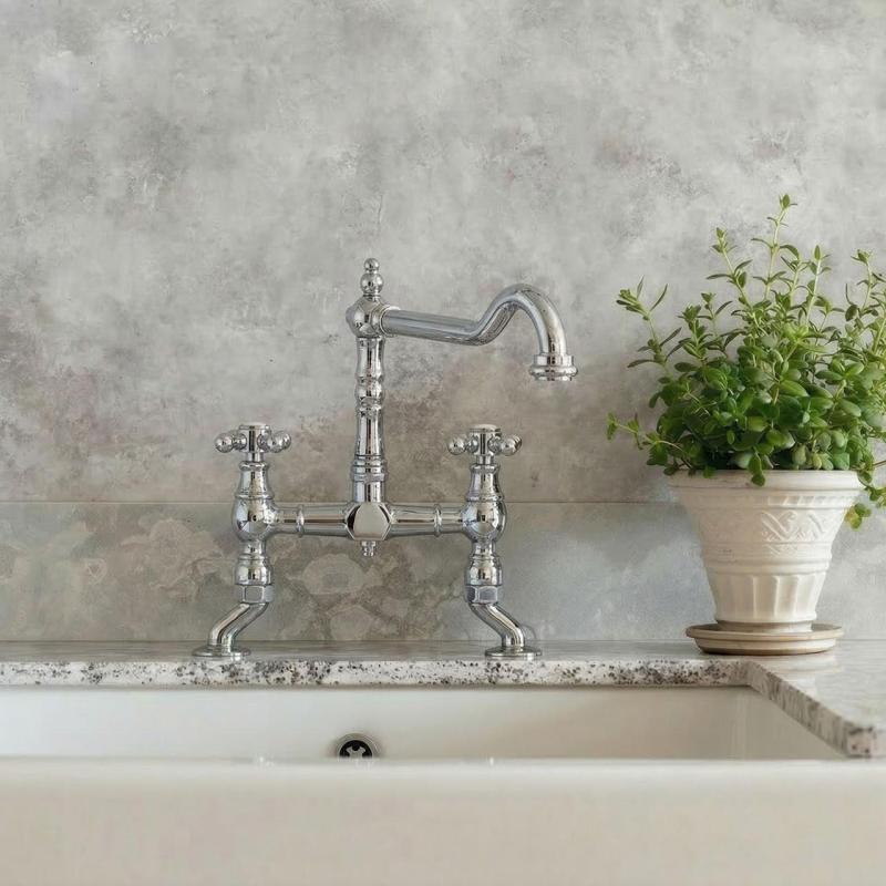 Nostalgische keukenkraan RVS V1979RVSST