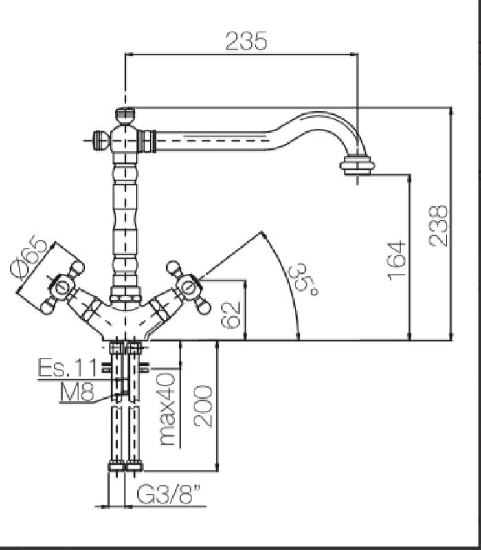 PB Nostalgische keukenkraan V1910 Brons