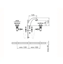 Huber Victorian 3 gats wastafelkraan Brons VT00101027
