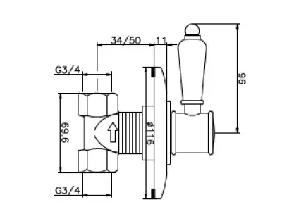 Huber Victorian inbouw stopkraan RVS VT0003132A