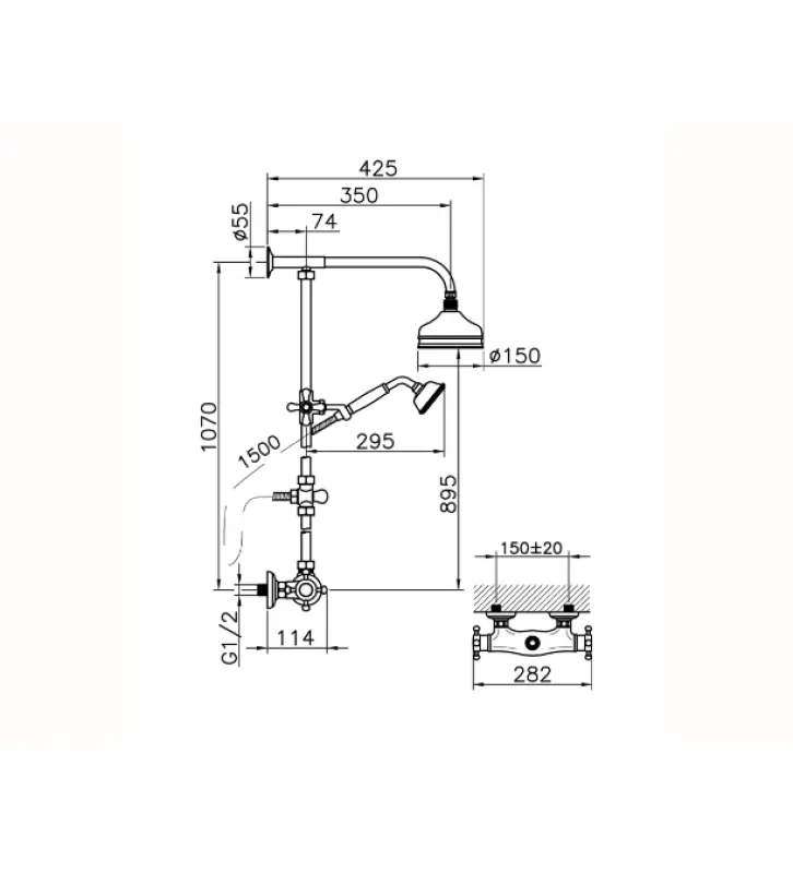 Huber Victorian Thermostatische Doucheset 15cm Brons 390.VT01H.BA