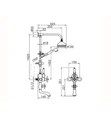 Huber Croisette Bad Douchecombinatie 15cm Chroom 592.CS01H.CR