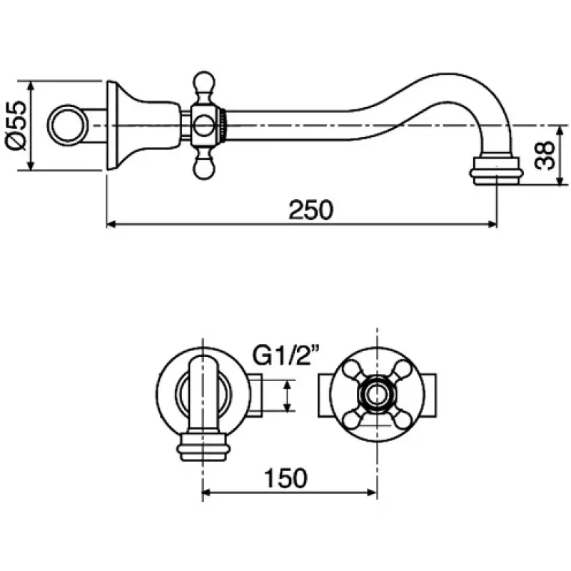 Nostalgische muur fonteinkraan brons D2075SBR