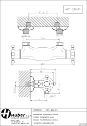 Huber Victorian Thermostatische Douchekraan met handdouche Goud 1154957652