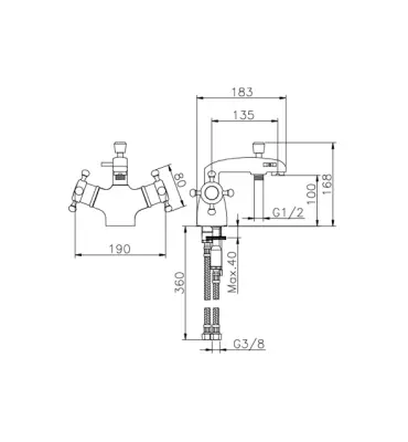 Huber Victorian Thermostatische Badkraan voor badrandmontage Brons VTT6201027
