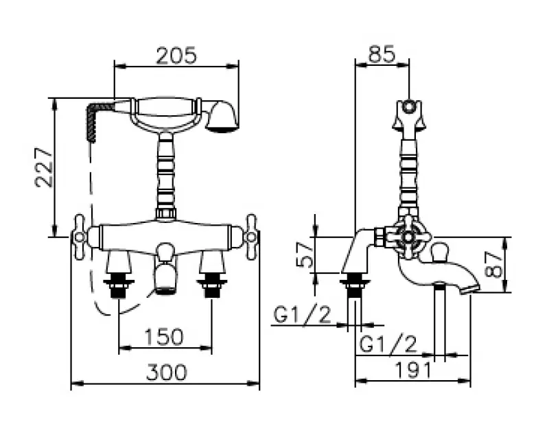 Huber Croisette Badmengkraan met thermostaat Chroom/Goud 1154961862