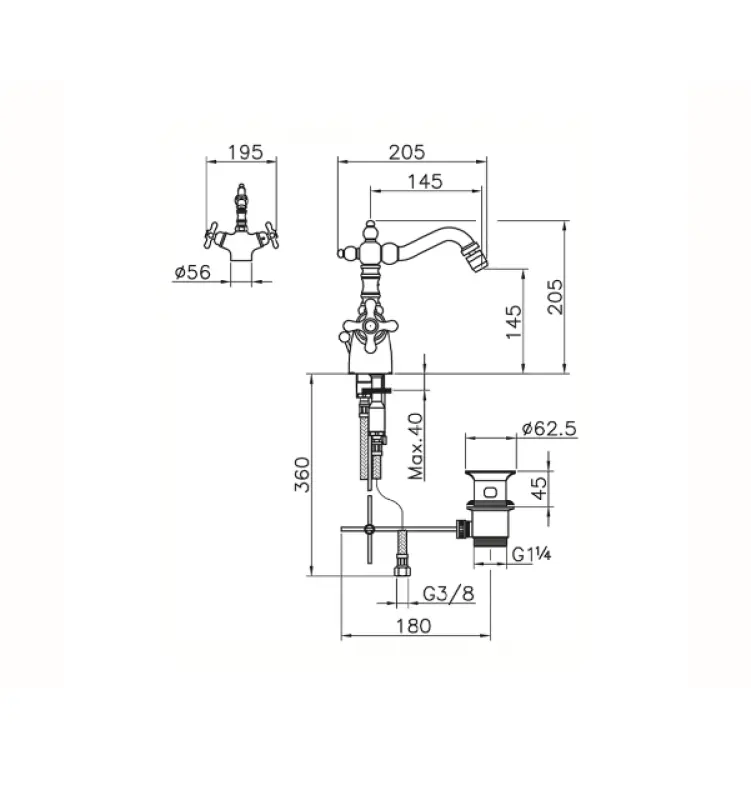 Huber Croisette Bidetkraan thermostatisch Brons CST5601027