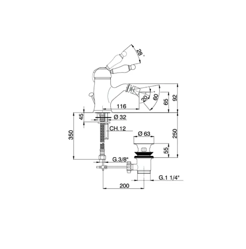 Huber Croisette Bidetmengkraan Brons CM00055027