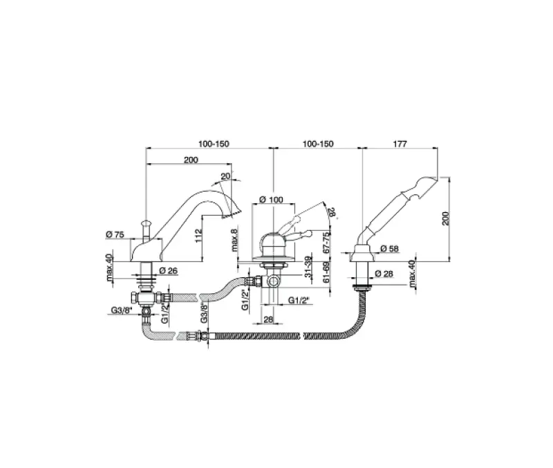 Cisal Arcana Royal Badkraan badrandmontage Chroom-Goud AY00126074