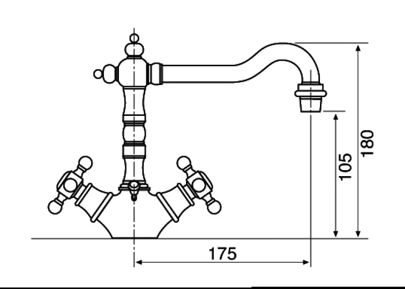 Wastafelkraan nostalgisch Chroom V2010CR