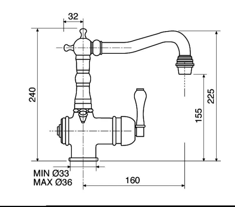 Wastafelmengkraan nostalgisch Chroom V2150CR