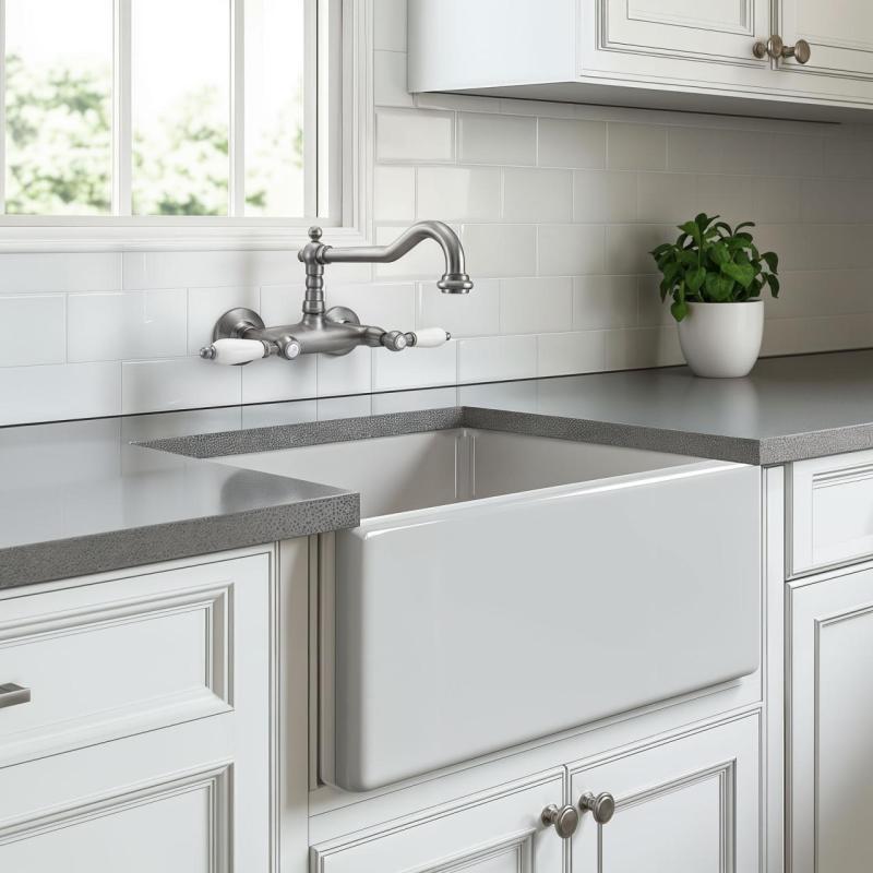 PB klassieke kraan Opbouw muurkraan Witte hendels RVS 1208854192