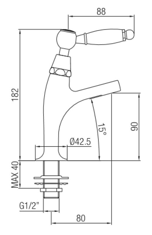 PB klassieke fonteinkraan met witte hendel koud water klein model RVS 1208854912