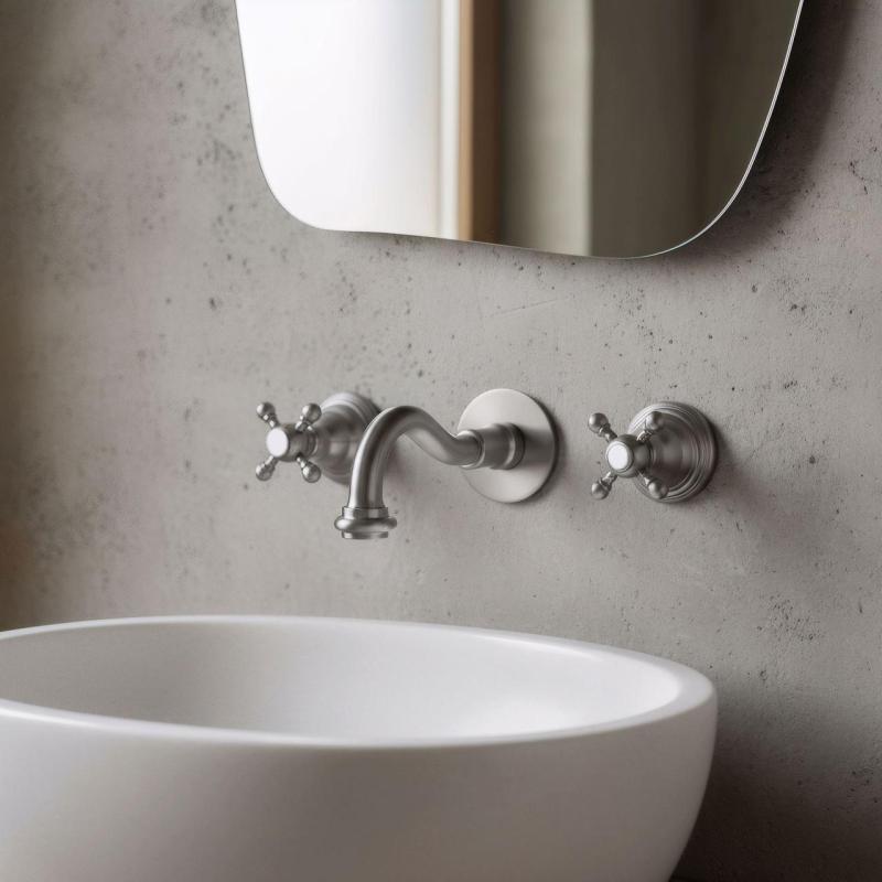 PB klassieke inbouw muurkraan met sterknoppen 16 cm uitloop RVS 1208855062