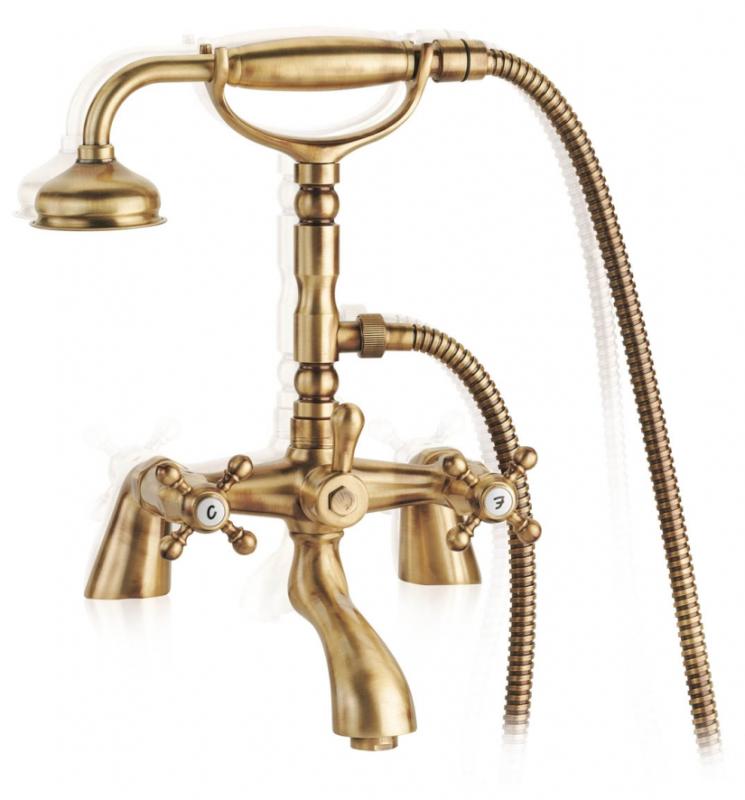 PB klassieke kraan badrandkraanset met sterknoppen inclusief handdouche Chroom 1208855212
