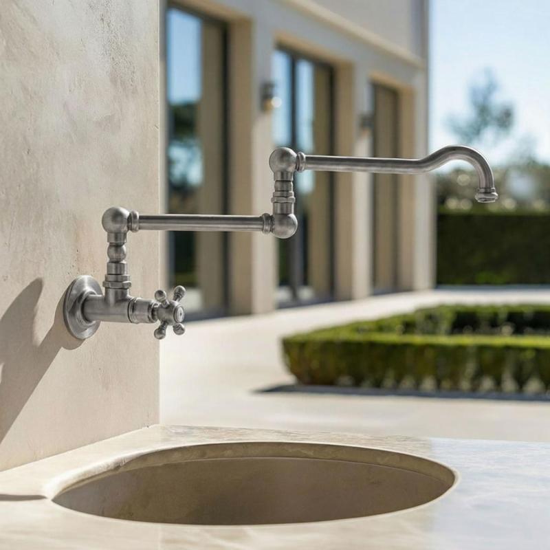 PB klassieke inbouw muur fonteinkraan met sterknop koud water en lange draaibare uitloop RVS 1208855732