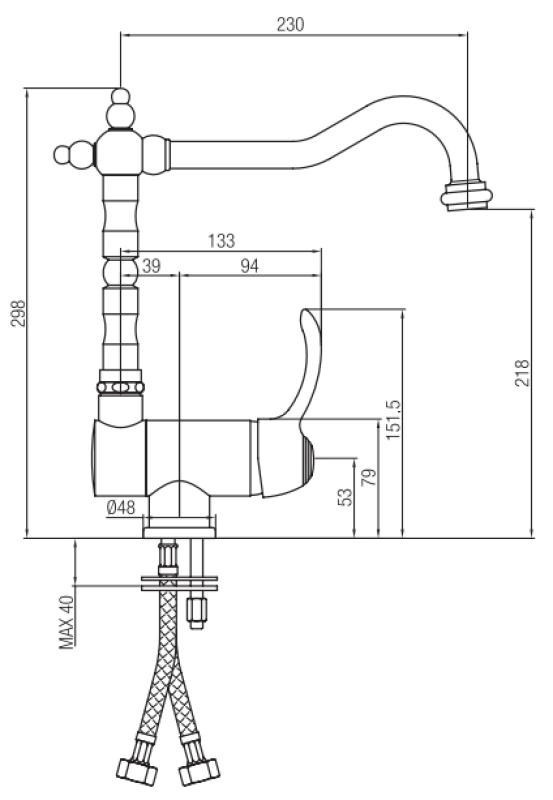 PB Vintage Nostalgische keukenkraan vensterkraan neerklapbaar Brons 1208953756