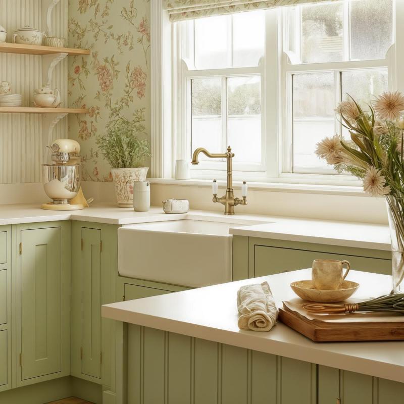 PB Nostalgische klassieke landelijke keukenkraan Brons met witte hendels 1208953913