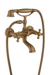 Aquadesign Marseille klassieke opbouw badkraan met sterknoppen Brons inclusief handdouche
