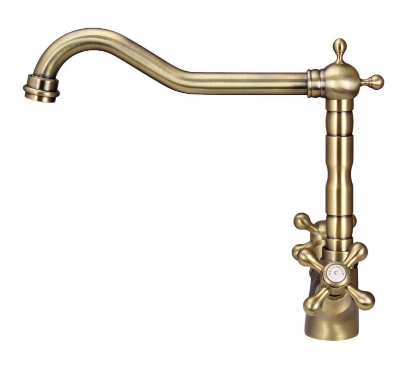 Aquanello Heritage Ascot Klassieke Keuken Nostalgische Keukenkraan Brons met Haakse Uitloop BN-4002-HA