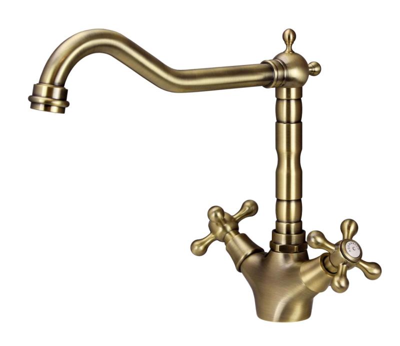 Aquanello Heritage Ascot Klassieke Keuken Nostalgische Keukenkraan Brons met Haakse Uitloop BN-4002-HA