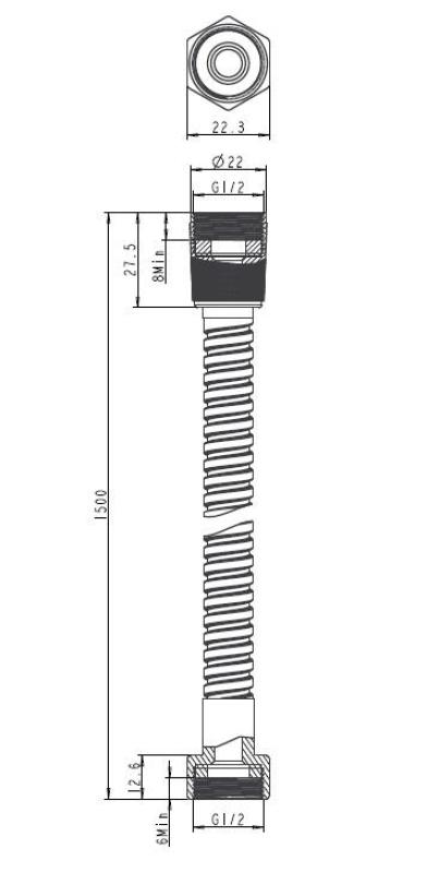 Aquanello Heritage Collection Doucheslang  150cm RVS NB-9002-HC