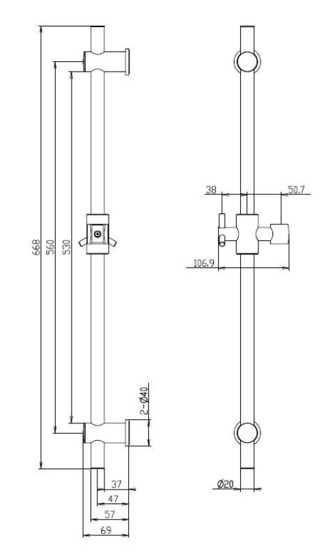Aquanello Heritage Collection Klassieke Glijstang 668 mm Brons BN-9004-HC
