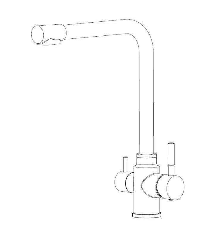 Aquanello Limpia Massieve RVS 3-weg Keukenkraan met  Gefilterd Water SS-11600-LP