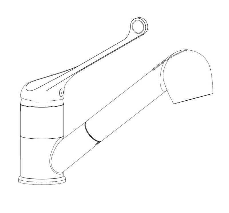 Aquanello Medic Keukenmengkraan met Lange Hendel en Uittrekbare Uitloop Chroom CR-1006-MD