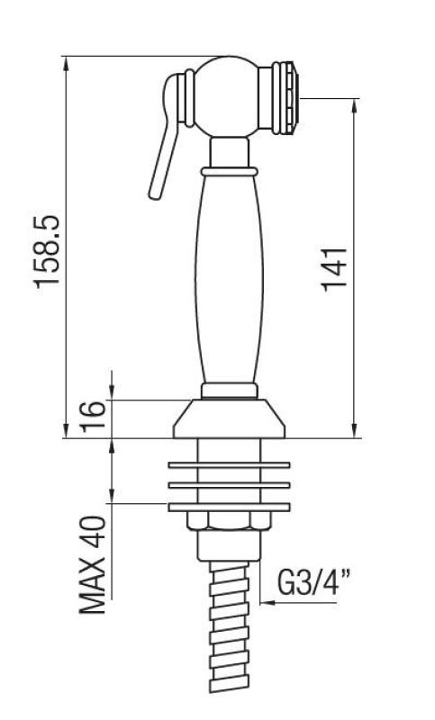 PB Nostalgische Uittrekbare Keuken Handdouche Klassiek Chroom