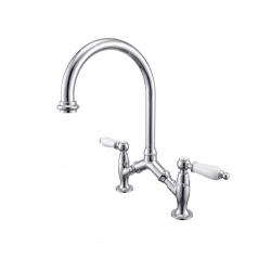 PB classic Nostalgische Klassieke Keukenkraan Chroom met variabele hart afstand 2 gats 18-25cm 1208972853