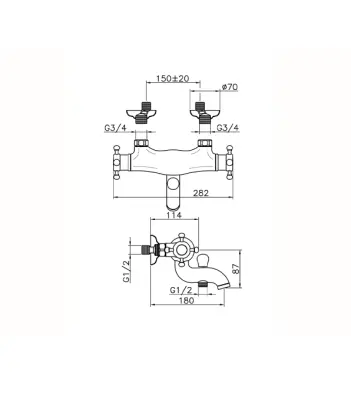 Huber Victorian Thermostatische Badkraan Chroom VTT2701021