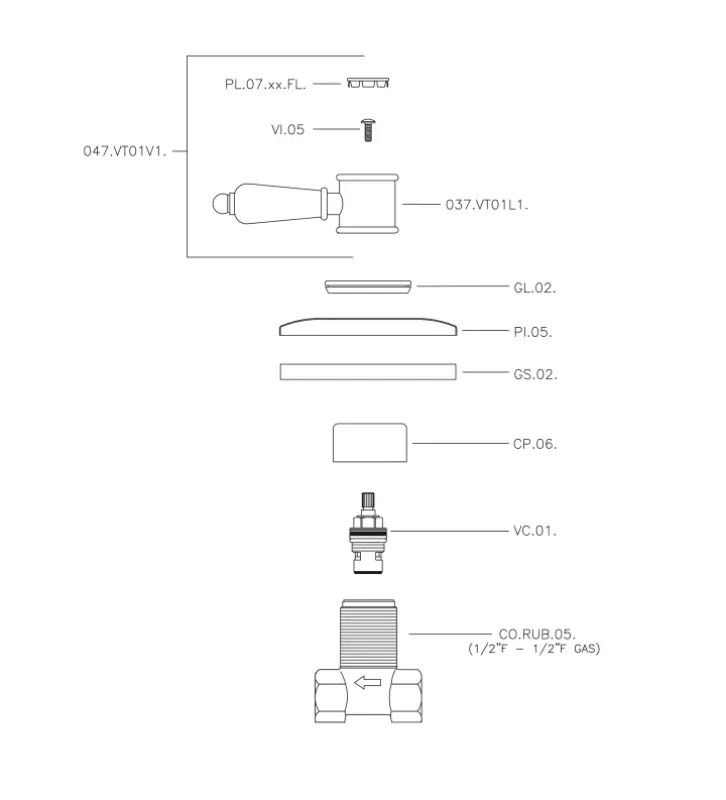 Huber Victorian inbouw Stopkraan Chroom VT00031021
